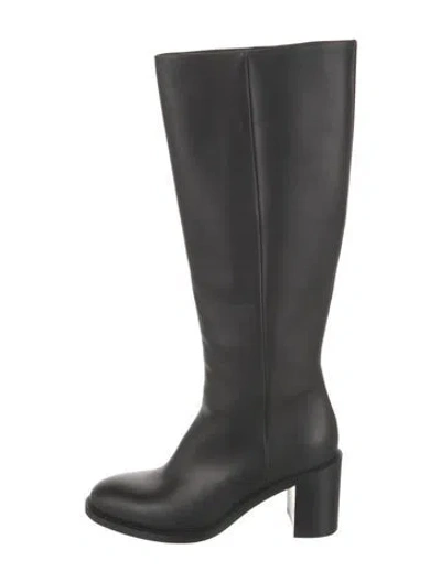 Pre-owned Lafayette 148 Leather Riding Boots In Black