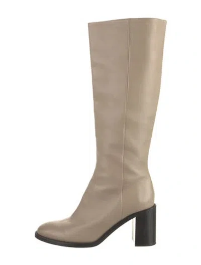 Pre-owned Lafayette 148 Leather Riding Boots In Neutral