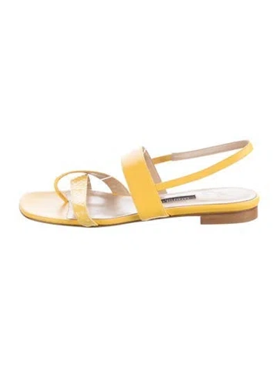 Pre-owned Lafayette 148 Leather Sandals In Yellow