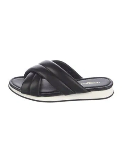 Pre-owned Lafayette 148 Leather Slides In Black