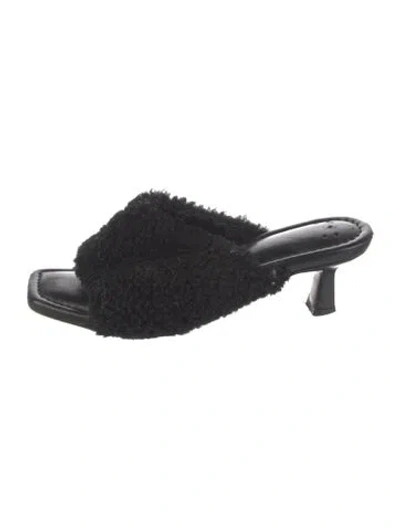 Pre-owned Lafayette 148 Leather Slides In Black