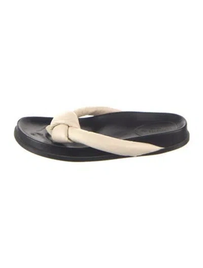 Pre-owned Lafayette 148 Leather Slides In Black/neutrals