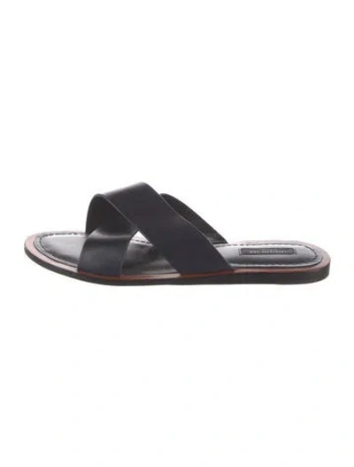Pre-owned Lafayette 148 Leather Slides In Blue