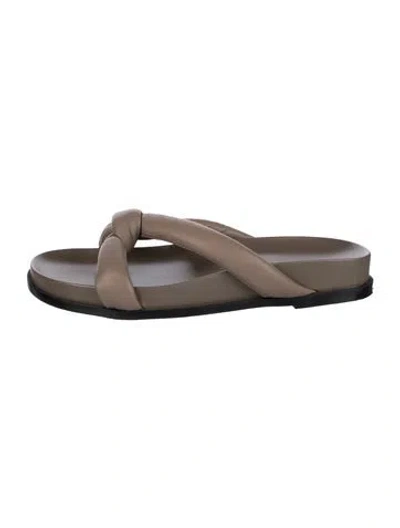 Pre-owned Lafayette 148 Leather Slides In Gray