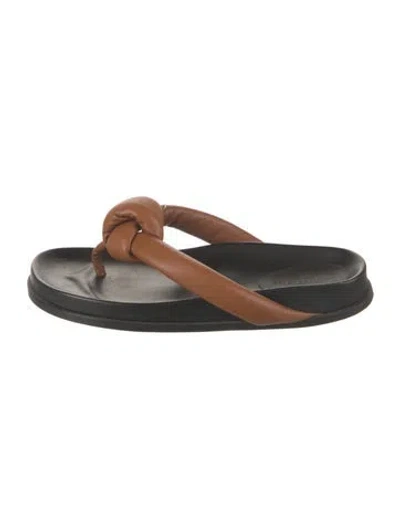 Pre-owned Lafayette 148 Leather Slides In Neutral