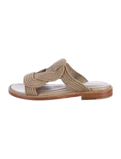 Pre-owned Lafayette 148 Leather Slides In Neutrals