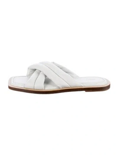 Pre-owned Lafayette 148 Leather Slides In White