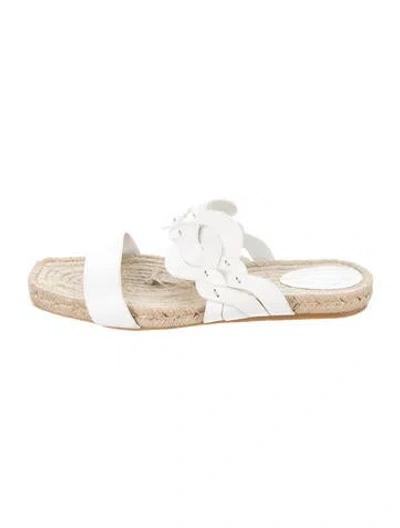 Pre-owned Lafayette 148 Leather Slides In White