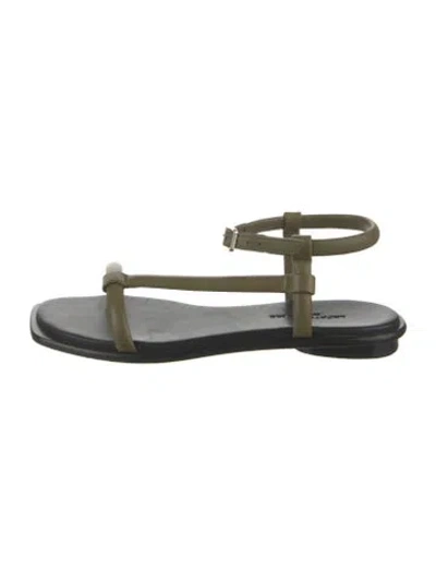 Pre-owned Lafayette 148 Leather Slingback Sandals In Green