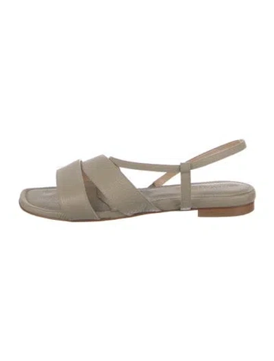 Pre-owned Lafayette 148 Leather Slingback Sandals In Neutral
