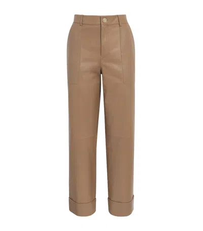 Lafayette 148 Leather Straight Trousers In Brown