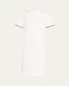 Lafayette 148 New York Short Sleeve Cotton Twill A-line Dress In White