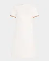 Lafayette 148 New York Short Sleeve Cotton Twill A-line Dress In White