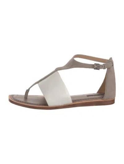Pre-owned Lafayette 148 Leather T-strap Sandals In Gold