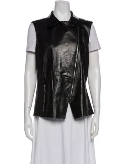 Pre-owned Lafayette 148 Leather Vest In Black