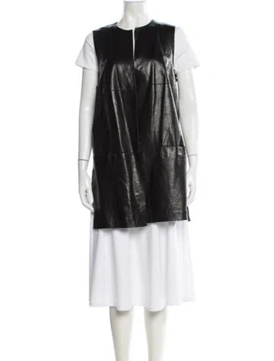 Pre-owned Lafayette 148 Leather Vest In Black