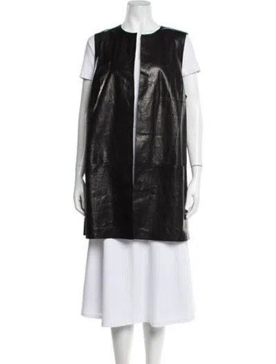 Pre-owned Lafayette 148 Leather Vest In Black