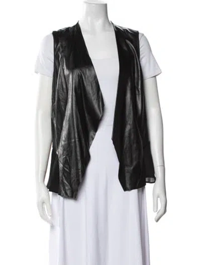 Pre-owned Lafayette 148 Leather Vest In Black/blue