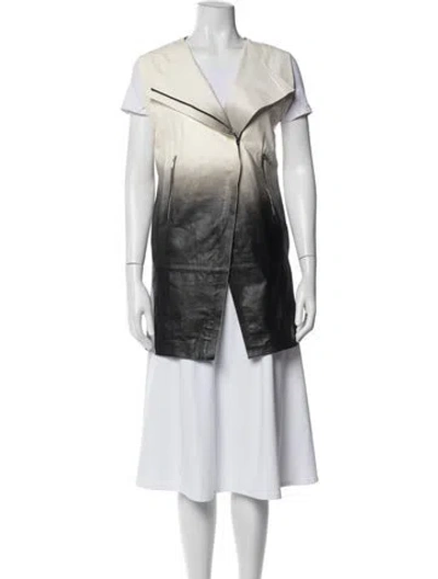 Pre-owned Lafayette 148 Leather Vest In Black/neutrals