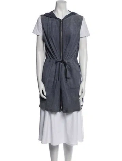 Pre-owned Lafayette 148 Leather Vest In Blue