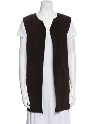 Pre-owned Lafayette 148 Leather Vest In Brown