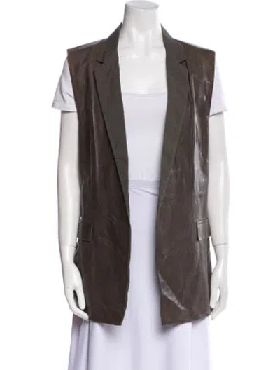 Pre-owned Lafayette 148 Leather Vest In Brown