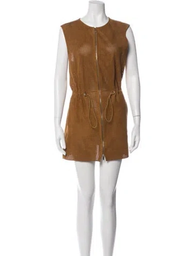 Pre-owned Lafayette 148 Leather Vest In Brown