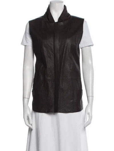 Pre-owned Lafayette 148 Leather Vest In Brown