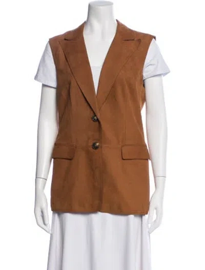 Pre-owned Lafayette 148 Leather Vest In Brown