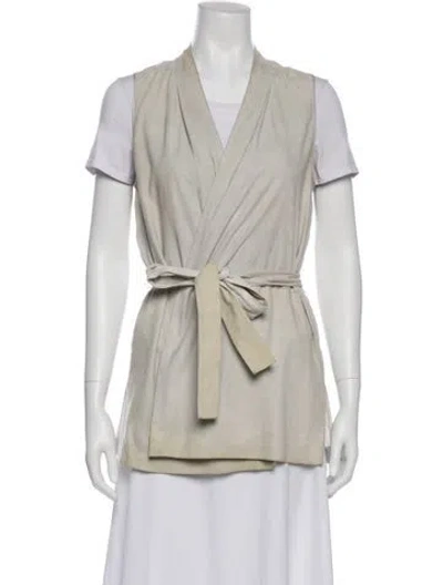 Pre-owned Lafayette 148 Leather Vest In Gray