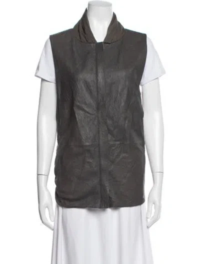Pre-owned Lafayette 148 Leather Vest In Grey
