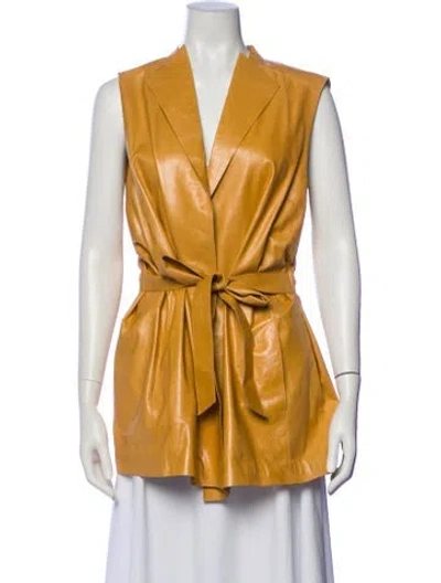 Pre-owned Lafayette 148 Leather Vest In Neutral