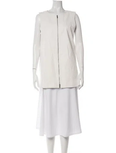 Pre-owned Lafayette 148 Leather Vest In Neutrals