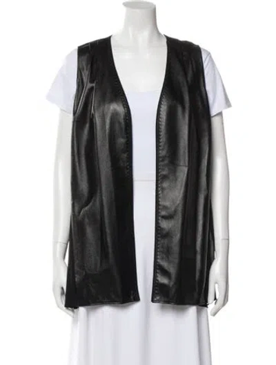Pre-owned Lafayette 148 Leather Vest W/ Tags In Black