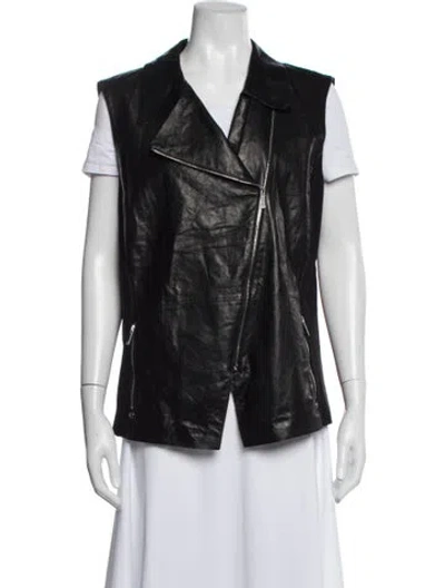 Pre-owned Lafayette 148 Leather Vest W/ Tags In Black