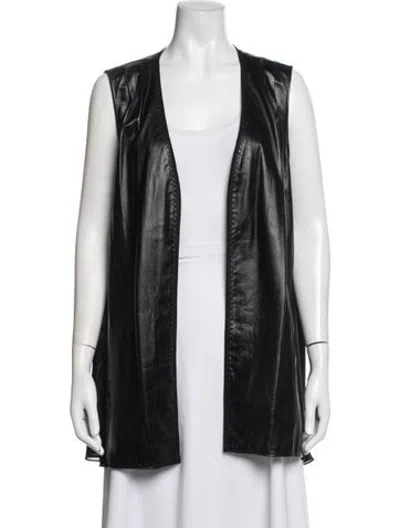Pre-owned Lafayette 148 Leather Vest W/ Tags In Blue