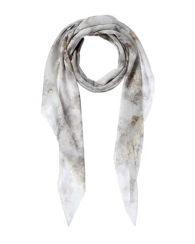 Lafayette 148 Leaves Eco Print Silk-blend Scarf In Sand