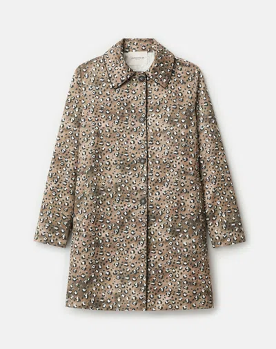 Lafayette 148 Leopard Print Cotton Twill Coat In Brown