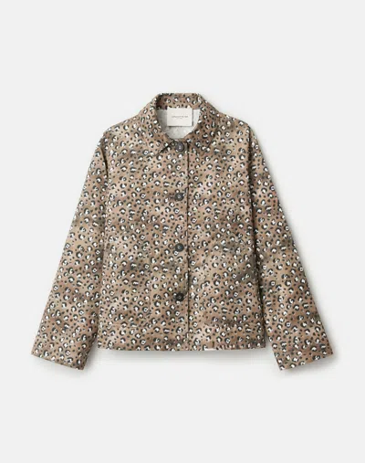 Lafayette 148 Leopard Print Cotton Twill Short Jacket In Brown