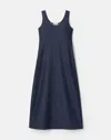 Lafayette 148 Lightweight Denim Midi Sleeveless Dress In Indigo