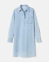Lafayette 148 Lightweight Denim Patch Pocket Popover Dress In Stonewash Blue