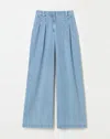 Lafayette 148 Lightweight Denim Wyatt Wide Leg Jean In Stonewash Blue