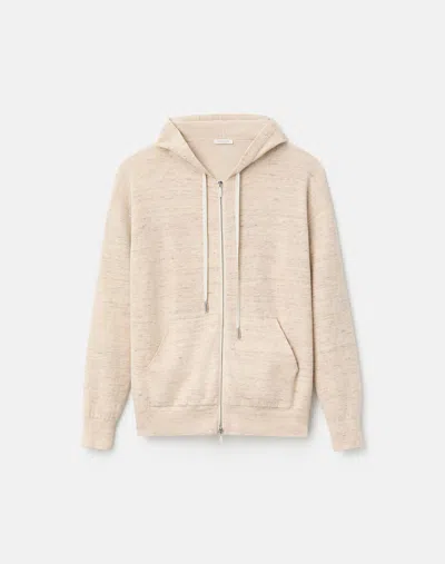 Lafayette 148 Lightweight Linen Cotton Knit Hooded Cardigan In Neutral
