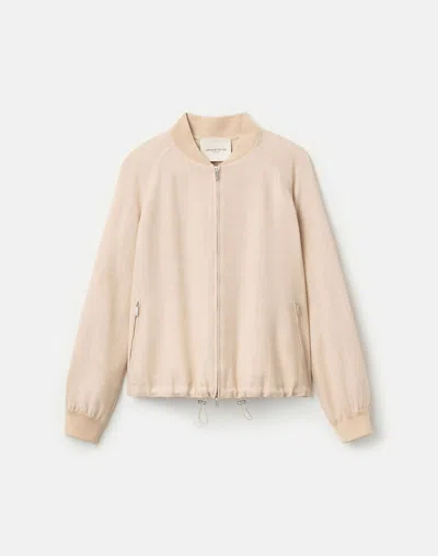 Lafayette 148 Lightweight Wool Silk Twill Oversized Bomber Jacket In Brown