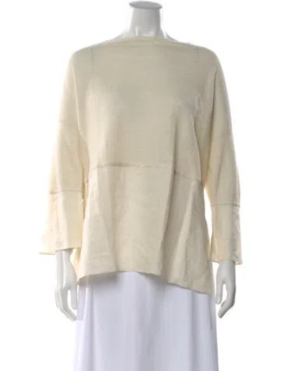 Pre-owned Lafayette 148 Linen Bateau Neckline Sweater In Neutral
