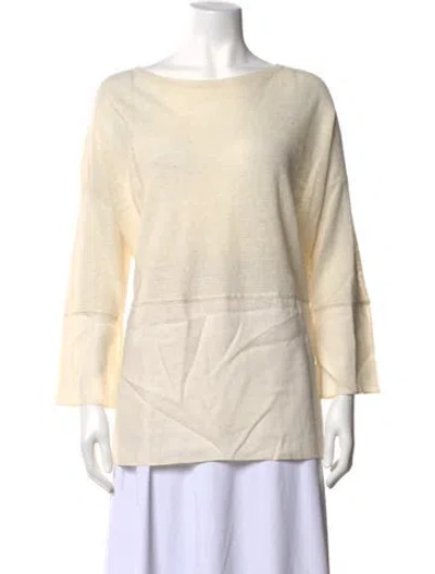 Pre-owned Lafayette 148 Linen Bateau Neckline Sweater In Neutrals