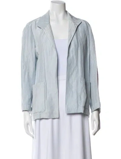Pre-owned Lafayette 148 Linen Blazer In Blue
