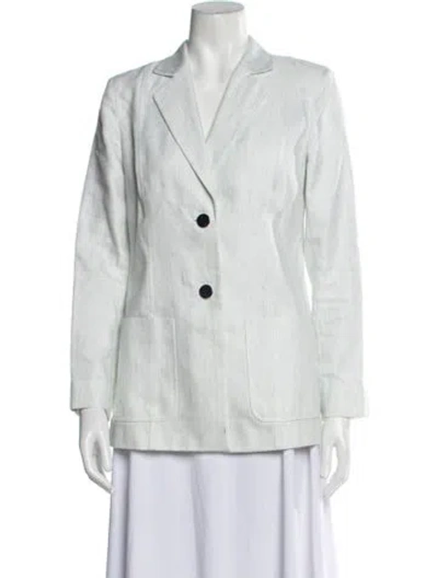 Pre-owned Lafayette 148 Linen Blazer In Blue