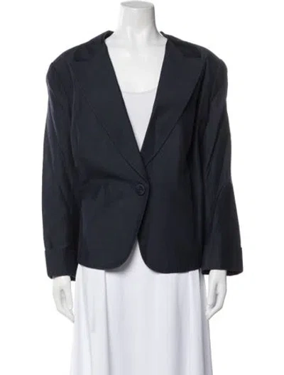 Pre-owned Lafayette 148 Linen Blazer In Blue