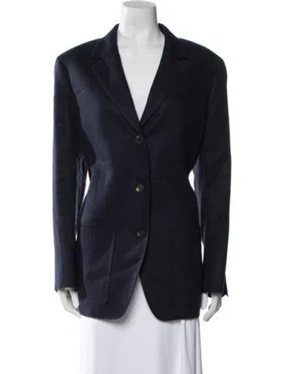 Pre-owned Lafayette 148 Linen Blazer In Blue